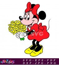 Mickey Mouse Cartoon Character With Flower SVG 2