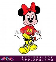 Minnie Mouse Wearing Red Shirt And Yellow Shoes SVG