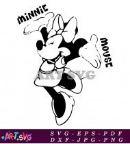 Cute Minnie Mouse In Pink Bow And White Dress SVG