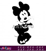 Black And White Minnie Mouse Illustration SVG 1