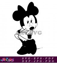 Cute Black And White Minnie Mouse Illustration SVG 2