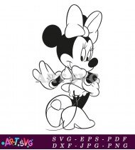 Cute Black And White Minnie Mouse Illustration SVG 3