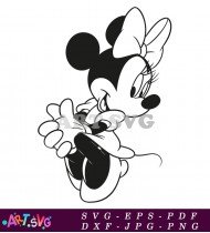 Black And White Minnie Mouse Illustration SVG 3