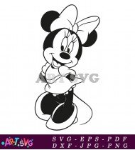 Black And White Minnie Mouse Drawing SVG