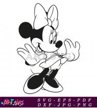 Minnie Mouse Cartoon Character In Silhouette SVG