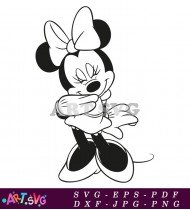 Minnie Mouse Black And White Drawing SVG