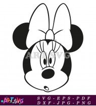 Simple Drawing Of Minnie Mouse For Kids SVG