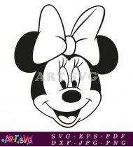 Black And White Minnie Mouse Cartoon Character SVG