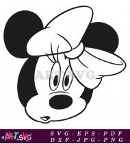 Minnie Mouse Cartoon Character Black And White SVG