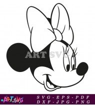 Minnie Mouse Head Vector Clipart Black And White SVG