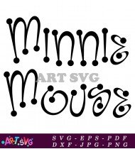 Black And White Minnie Mouse Script Clipart SVG