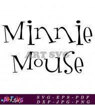 Minnie Mouse Script Font Black And White SVG