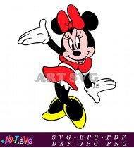 Minnie Mouse Cartoon Character With Red Bow SVG 1