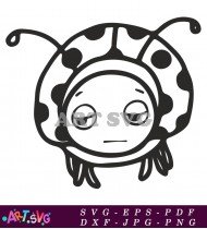 Black And White Cartoon Ladybug Design SVG 1