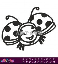 Ladybug Clipart Simple Outline Design SVG