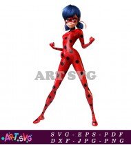 Ladybug Superhero Posing With Red Costume SVG