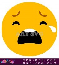 Yellow Smiley Face Crying Tears of Sadness SVG