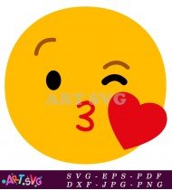 Cute Smiley Face Blowing A Kiss SVG