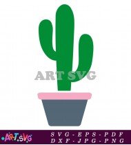 Cactus in Gray Pot With Pink Border SVG