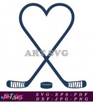 Hockey Sticks Crossed Over Puck SVG