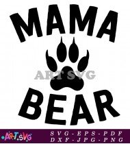 Mama Bear With Paw Print Silhouette SVG 1