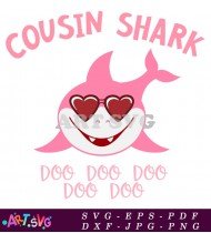 Cousin Shark Cute Cartoon Image With Text SVG