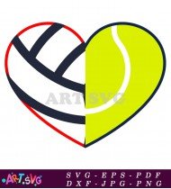 Volleyball and Tennis Ball Love Clipart SVG