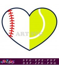 Baseball and Tennis Ball Heart Vector SVG