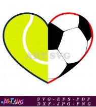 Soccer Ball and Softball Heart Design SVG