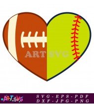 Football and Softball Heart Shape SVG