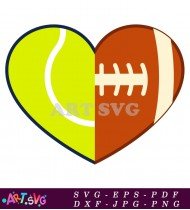 Tennis Ball and Football Heart Vector SVG