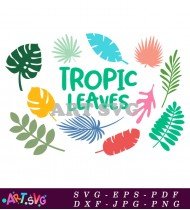 Tropical Leaves Heart Art Design SVG 1