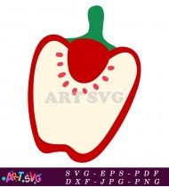 Red Apple With White Inside And Seeds SVG