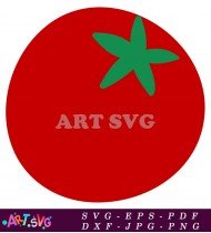 Red Tomato With Green Leaf Star Pattern SVG