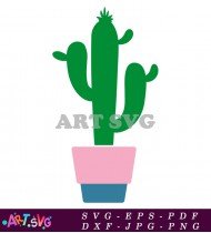 Potted Cactus Plant Illustration Clip Art SVG