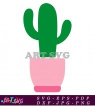 Cactus Plant Clip Art In Pink Pot SVG