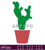 Potted Cactus Plant Illustration In Brown SVG