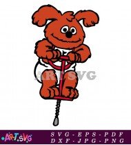 Brown Muppet Baby on a Pogo Stick SVG