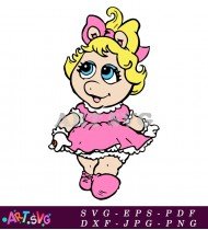 Blonde Muppet Baby with Pink Dress SVG