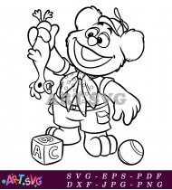 Cute Muppet Baby Holding Block Coloring Page SVG