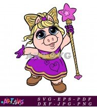 Pig Muppet Baby With Magic Wand Vector SVG