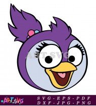 Purple Muppet Baby Bird Character Illustration SVG