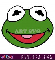 Green Muppet Baby Frog Character Face SVG