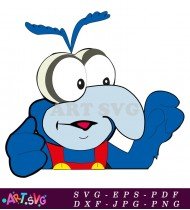 Blue Muppet With Red Suit Cartoon Character SVG