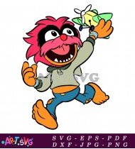 Funny Muppet Animal With Red Hair Cartoon SVG