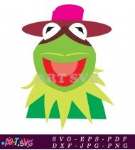 Muppet Green Frog With Hat Cartoon Character SVG