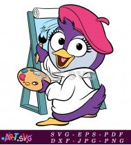 Muppet Purple Penguin Cartoon Artist Portrait SVG