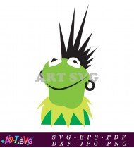 Muppet Green Frog With Spiky Hair Cartoon SVG