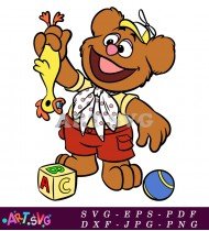 Fozzie Bear Muppet Cartoon Character Funny Clown Vector SVG