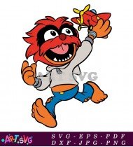 Muppets Animal Character Running with Plane SVG